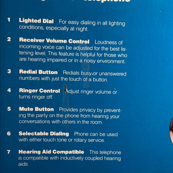 Hearing Aid Compatible Corded Telephone with Lighted Dial and Volume Control